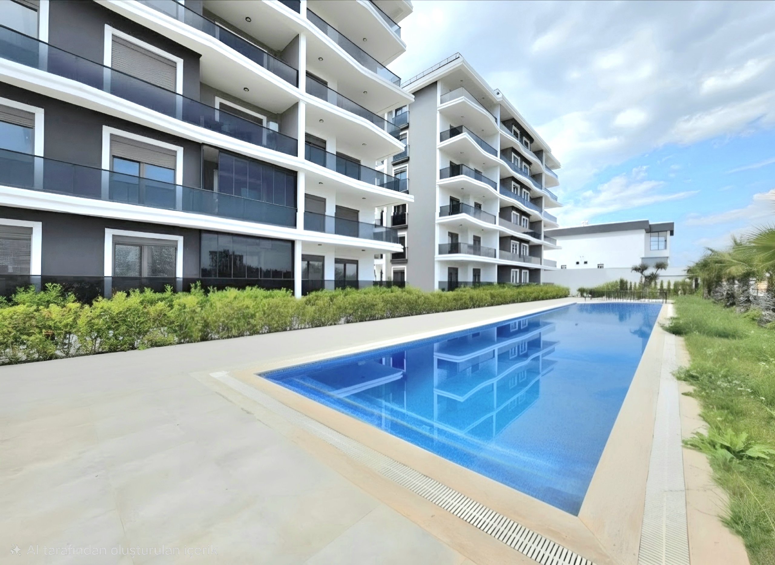 Ground floor 2+1 apartment for sale in a residential complex with closed parking and pool in Antalya